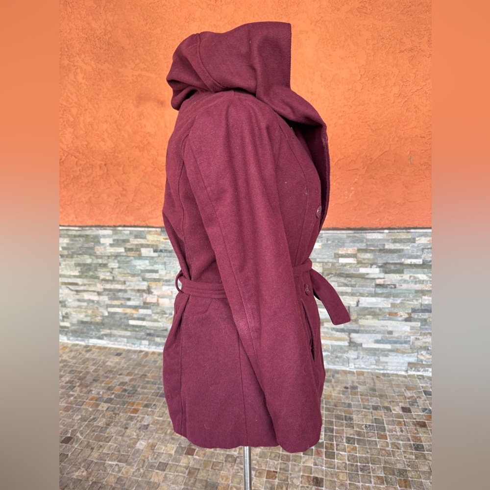 Metaphor Burgundy Hooded Coat - Picture 3 of 5